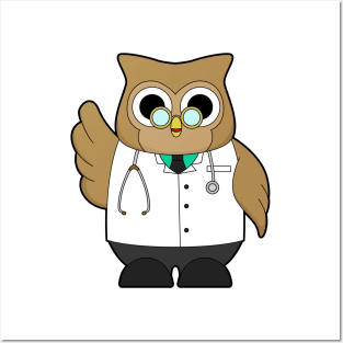 Owl as Doctor with Stetoscope Posters and Art